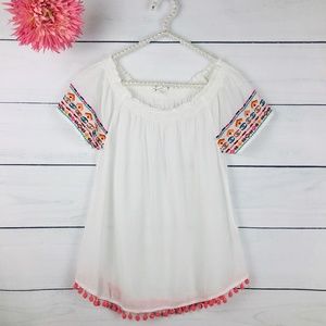 Beach Lunch Lounge|White Boho Blouse-691